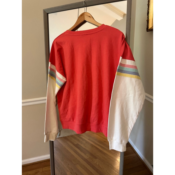 Women's LAQACI Coco Cay Bahamas Red White Stripe Crewneck Sweatshirt L - Picture 6 of 6